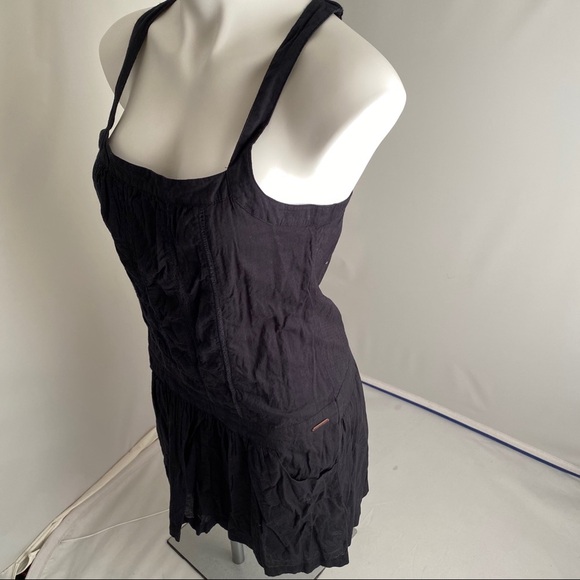 Roxy black drop waist cotton dress with pockets M - Picture 2 of 8